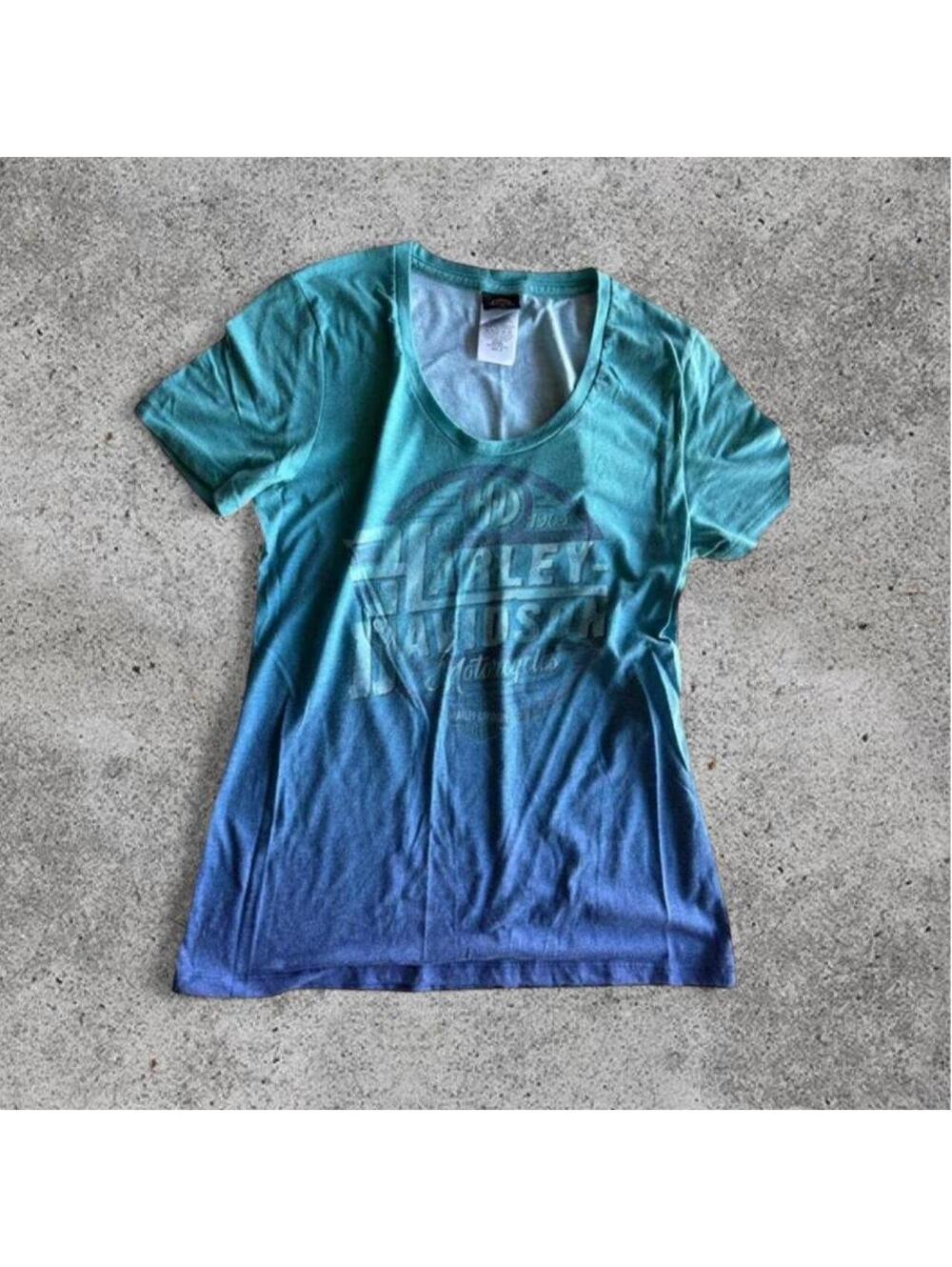 Harley Davidson blue and turquoise tshirt